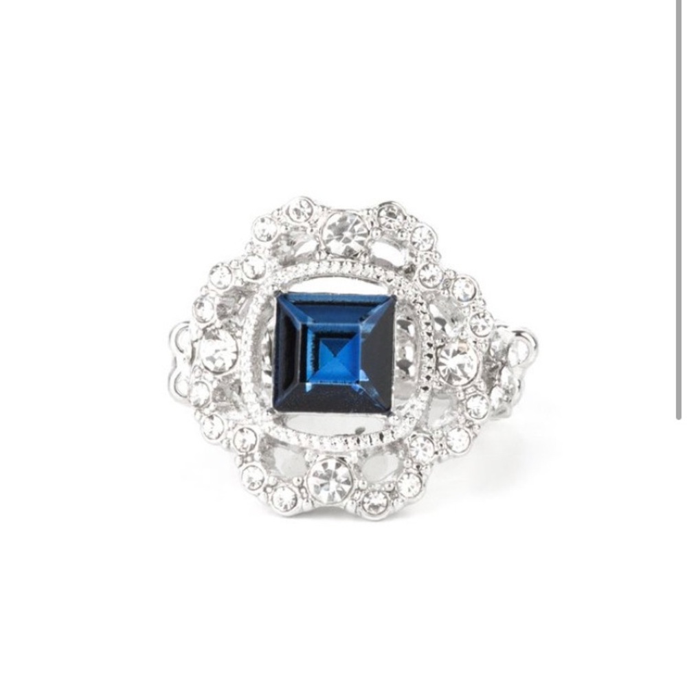 Blue and Silver Intricate Gemstone Ring
